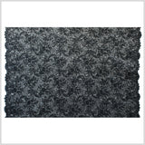 Beaded and Sequined Lace with Scallop Edge - Black Floral