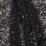 Beaded and Sequined Lace with Scallop Edge - Black Floral
