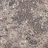 Beaded and Sequined Lace with Scallop Edge - Peach Floral