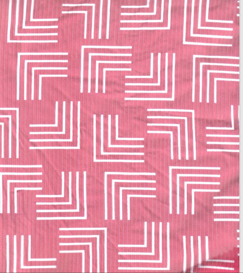 Geometric Rib Knit Stretch Fabric