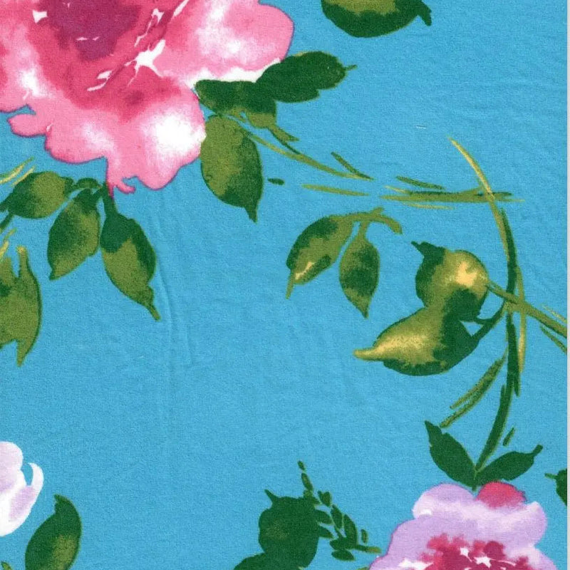 Watercolor Floral DTY Brushed Knit Fabric 1 Yard Soft Stretch Print 58/60" Wide