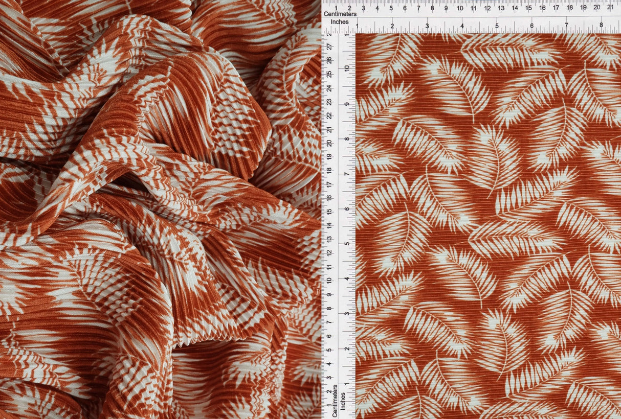 Tropical Leaf Interlock Pleated Fabric 1 Yard Lightweight Soft Drape 58/60" Wide