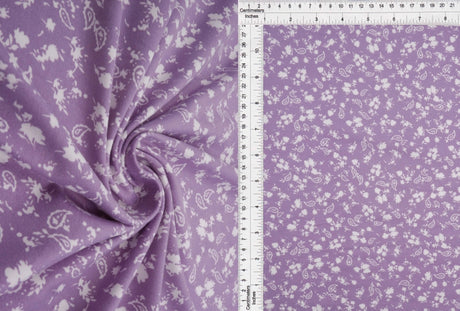 1 Yard Brushed DTY Floral Paisley Knit Fabric 170 GSM, 58/60? Wide Polyester Spandex Blend