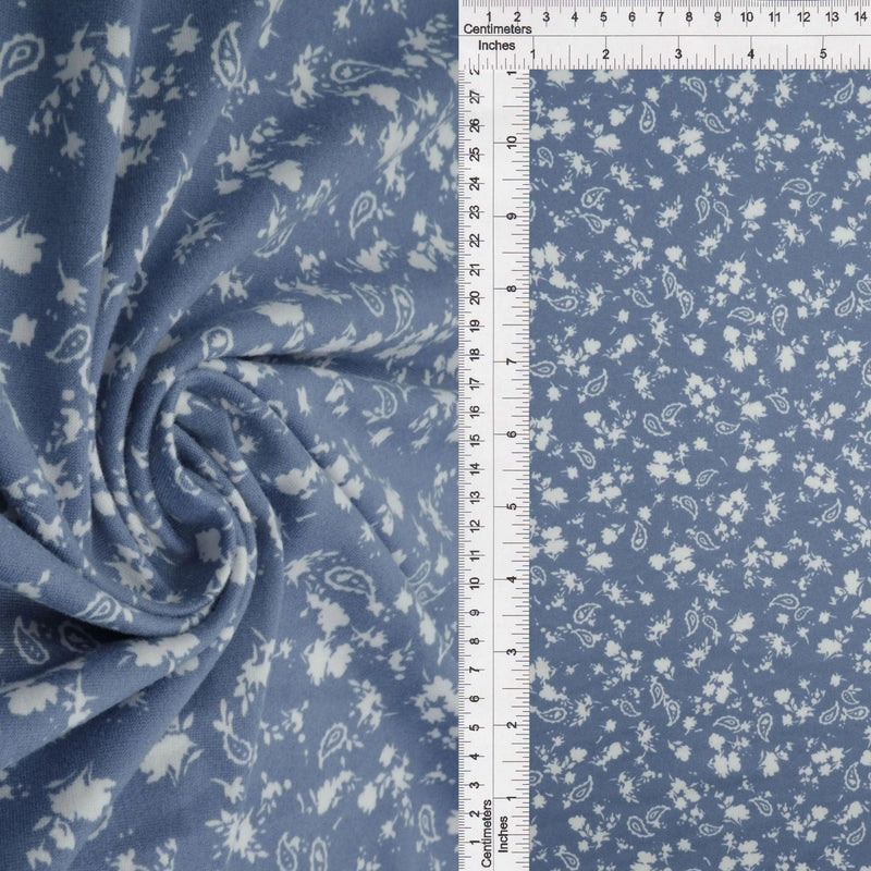 1 Yard Brushed DTY Floral Paisley Knit Fabric 170 GSM, 58/60'' Wide Polyester Spandex Blend