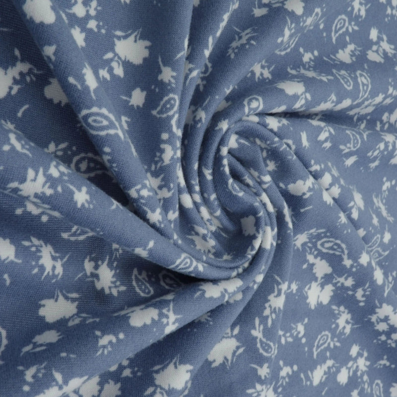 Floral Paisley Print Brushed DTY Knit Fabric 96% Polyester 58/60" Wide 1 Yard