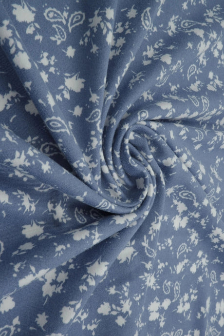 1 Yard Brushed DTY Floral Paisley Knit Fabric 170 GSM, 58/60? Wide Polyester Spandex Blend