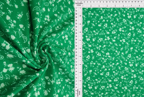 1 Yard Brushed DTY Floral Paisley Knit Fabric 170 GSM, 58/60? Wide Polyester Spandex Blend