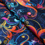 Flourish Fantasy Nylon Spandex Fabric - Multi-Color Floral Print, 58/60" Width (1 Yard)