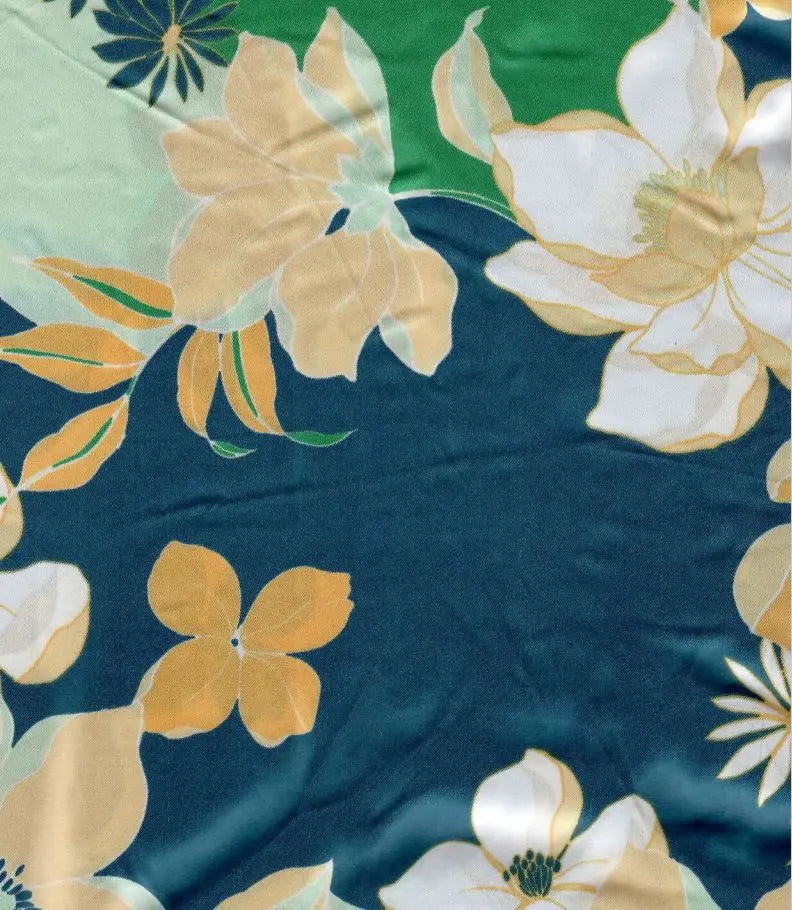 Satin Floral Print Fabric 100% Polyester, Lightweight 57/58" Wide