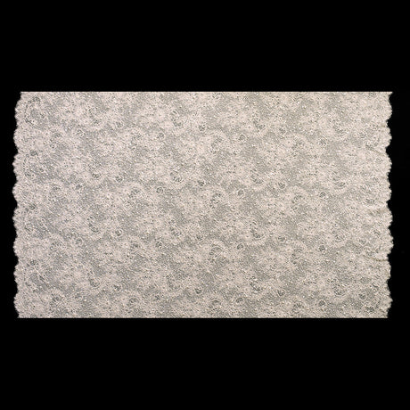 Beaded and Sequined Lace with Scallop Edge - Beige Floral