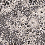 Beaded and Sequined Lace with Scallop Edge - Beige Floral