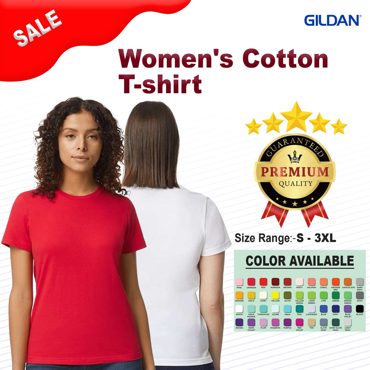 Gildan® Women's Cotton Crewneck Short Sleeve T-shirt