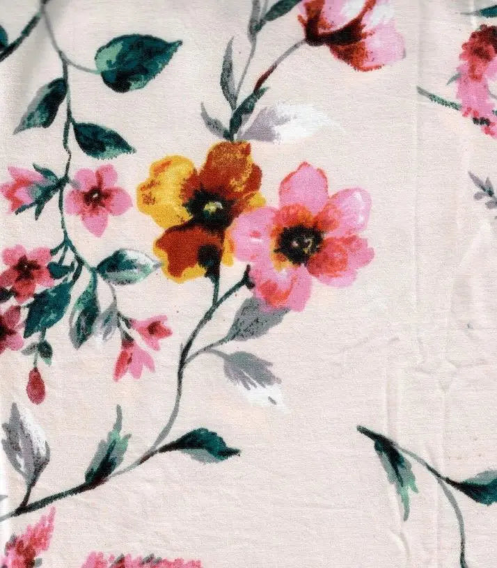 1 Yard Soft Brushed Floral DTY Knit Stretch Fabric 58/60 Inch Wide Lightweight Cozy Print for Pretty Dresses & Sewing Crafts
