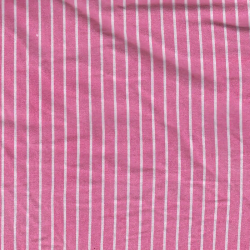 1 Yard Brushed DTY Vertical Stripe Print Knit Fabric 170 GSM, 58/60'' Wide Polyester Spandex Blend