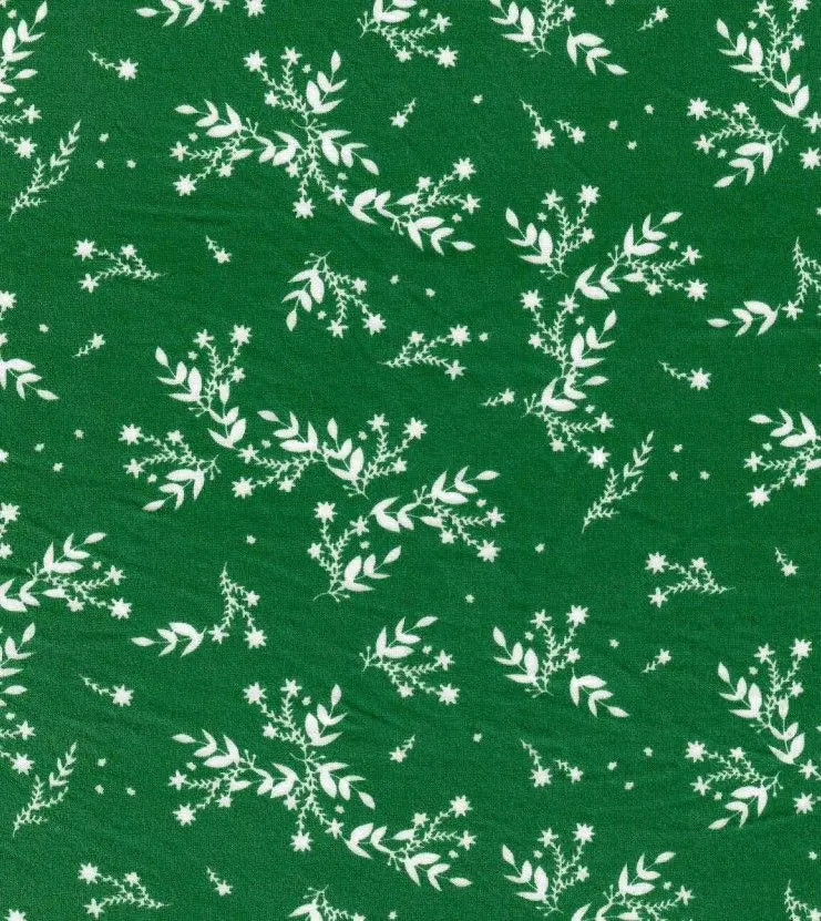 1 Yard Brushed DTY Leaf Print Knit Fabric 170 GSM, 58/60? Wide Polyester Spandex Blend