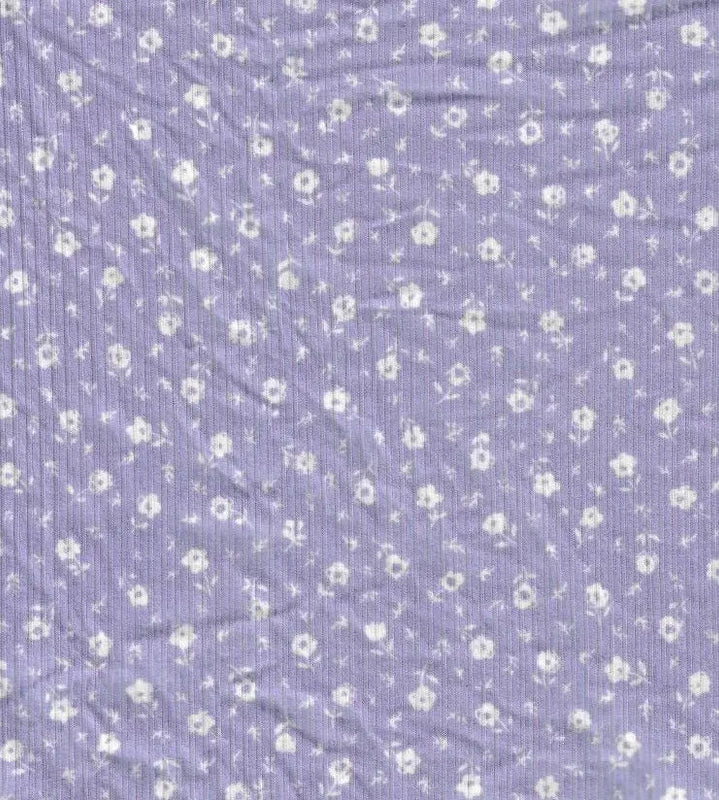 1 Yard Polyester Spandex Rib Knit Fabric Ditsy Floral Print 58/60" Width