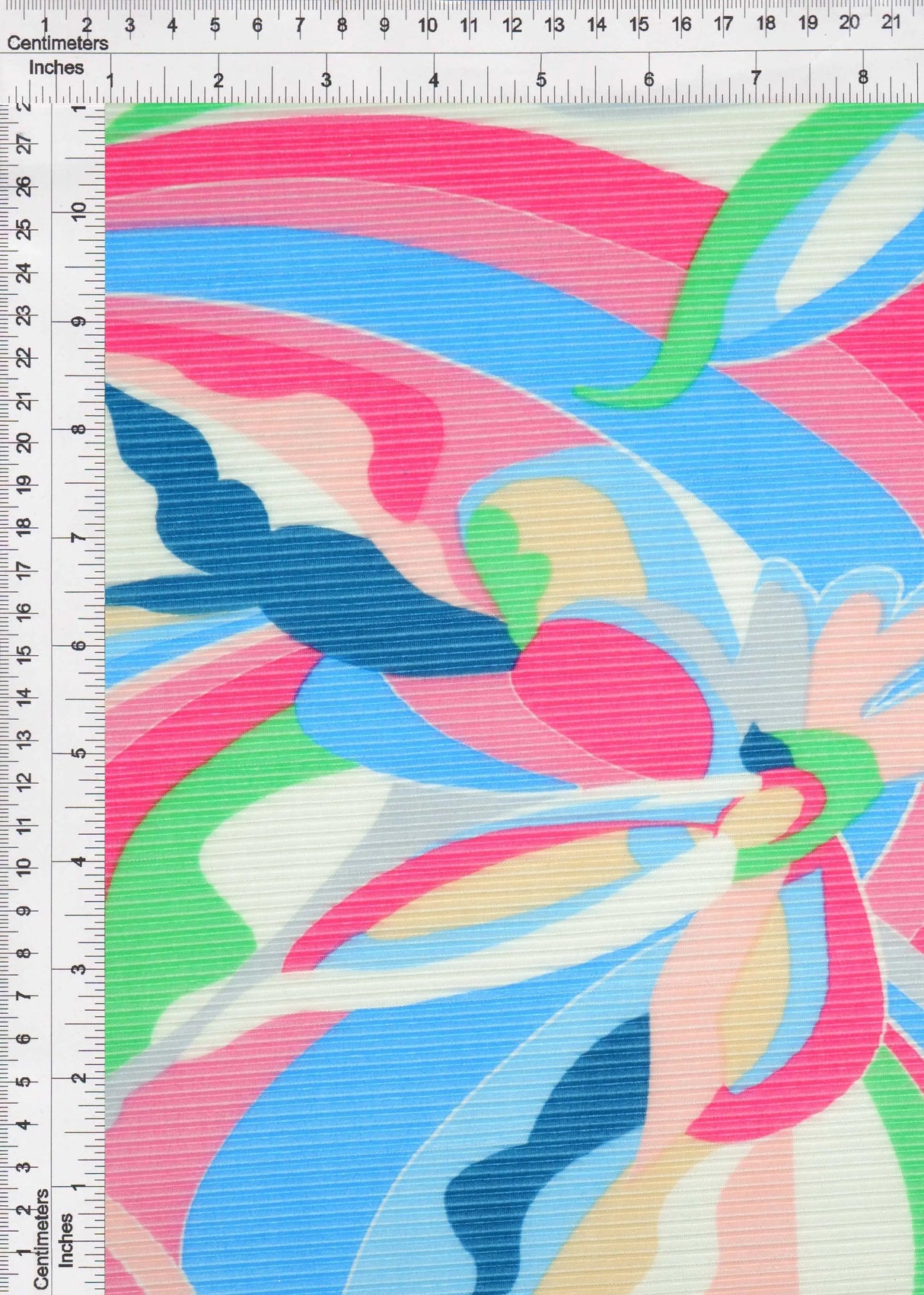 1 Yard Bodre Pleated Pucci Floral Knit Fabric 150 GSM, 58/59? Wide 100% Polyester Fuchsia Multi