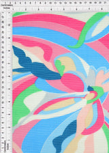 1 Yard Bodre Pleated Pucci Floral Knit Fabric 150 GSM, 58/59? Wide 100% Polyester Fuchsia Multi