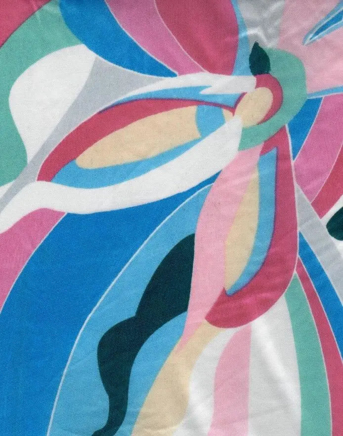1 Yard Bodre Pleated Pucci Floral Knit Fabric 150 GSM, 58/59? Wide 100% Polyester Fuchsia Multi