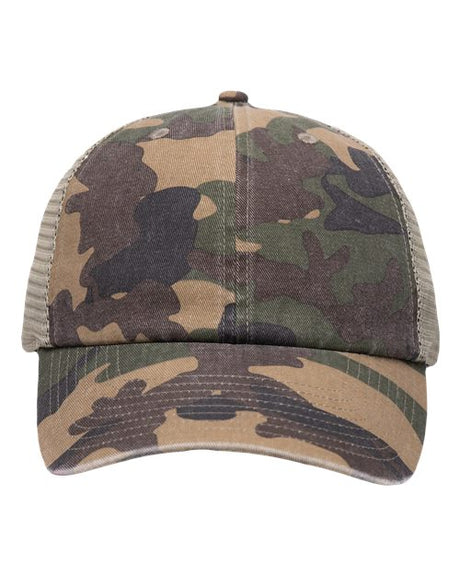 Garment-Washed Trawler Cap with Mesh Back, Low-Profile Snapback