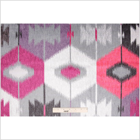 Fuchsia Large-Scale Ikat Geometric Upholstery Velvet