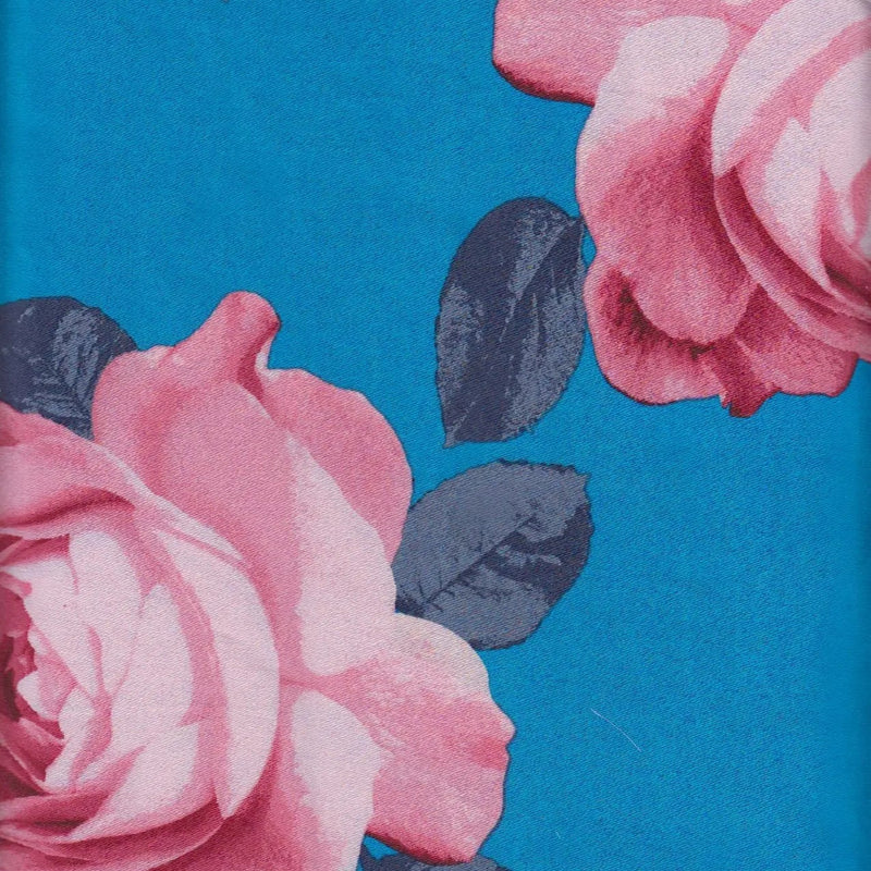 1 Yard Satin Floral Print Fabric, 58/59'' Wide 100% Polyester