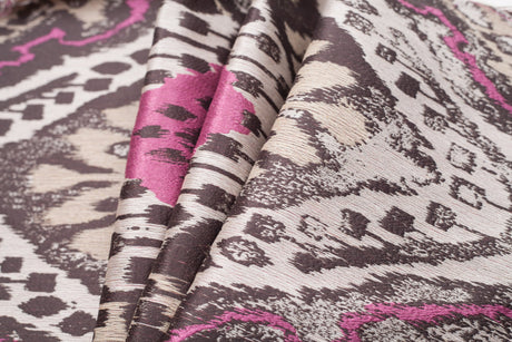 Pink/Brown Ikat Polyester Woven
