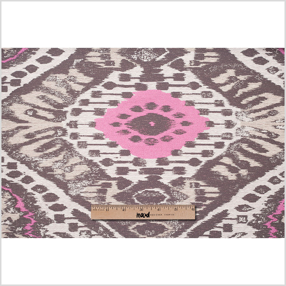 Pink/Brown Ikat Polyester Woven
