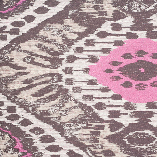 Pink/Brown Ikat Polyester Woven