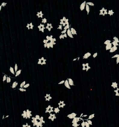 Floral Rib Knit Black Ditsy