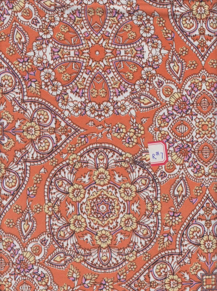 1 Yard Elegant Medallion DTY Knit Stretch Fabric 58/60 Inch Wide Soft Lightweight Decorative Print for Stylish Dresses & Crafts