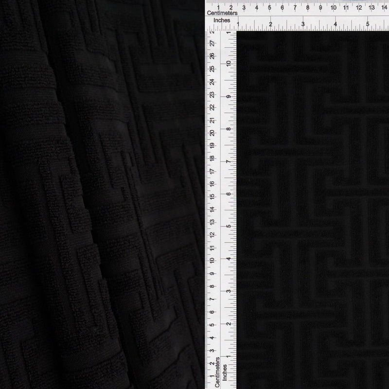 1 Yard Geometric Towel Jacquard Knit Fabric 58/59 Inch Wide Plush Heavyweight Textured Material for Robes & Home Décor