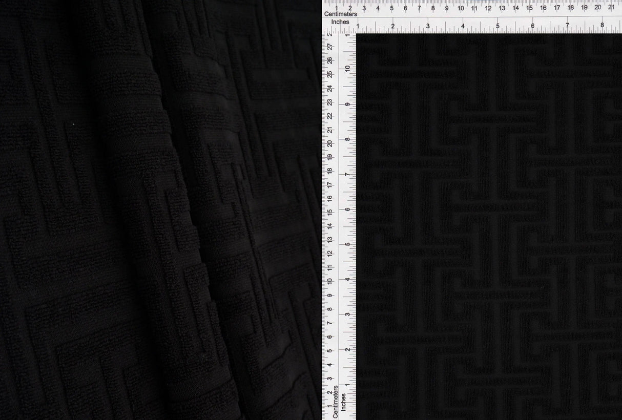 1 Yard Geometric Towel Jacquard Knit Fabric 58/59 Inch Wide Plush Heavyweight Textured Material for Robes & Home Décor