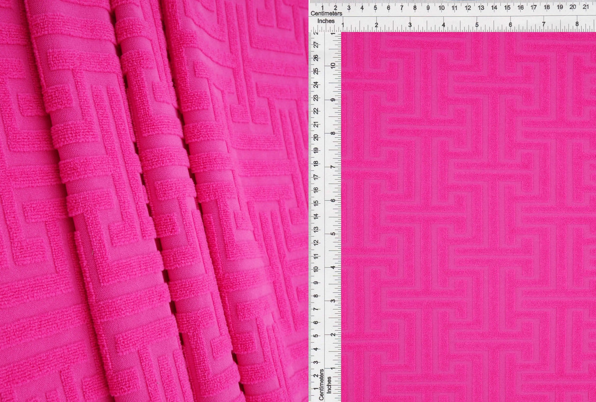 1 Yard Geometric Towel Jacquard Knit Fabric 58/59 Inch Wide Plush Heavyweight Textured Material for Robes & Home Décor