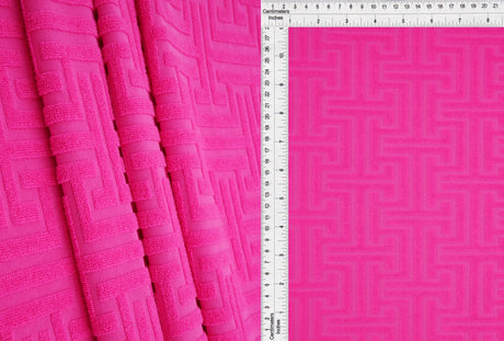 1 Yard Geometric Towel Jacquard Knit Fabric 58/59 Inch Wide Plush Heavyweight Textured Material for Robes & Home Décor