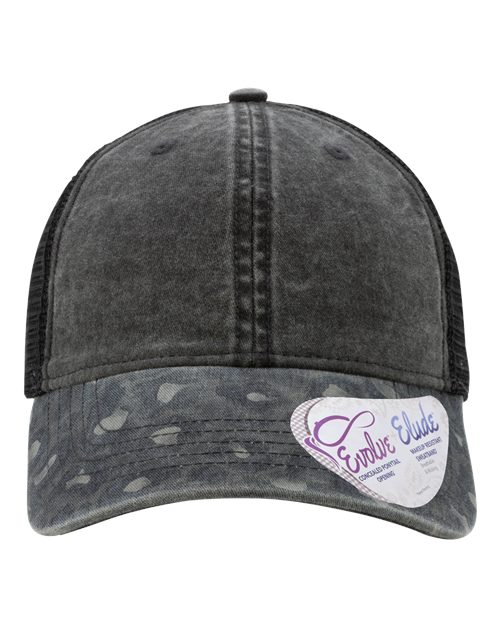 Women's Printed Bill Mesh Back Ponytail Cap