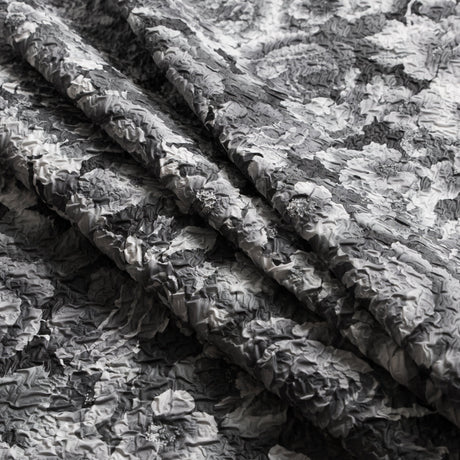 Black/White Floral Print on Crushed Polyester Woven