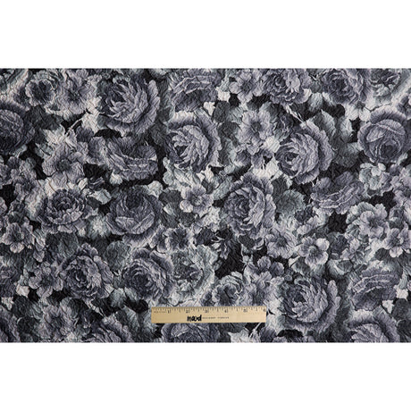 Black/White Floral Print on Crushed Polyester Woven