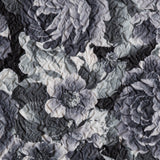 Black/White Floral Print on Crushed Polyester Woven