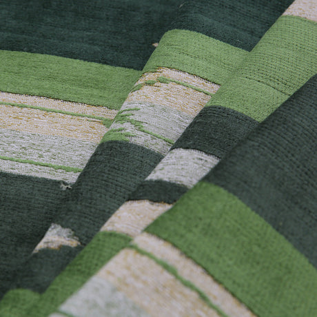 Moss Green Geometric Cut Polyester Blended Velvet