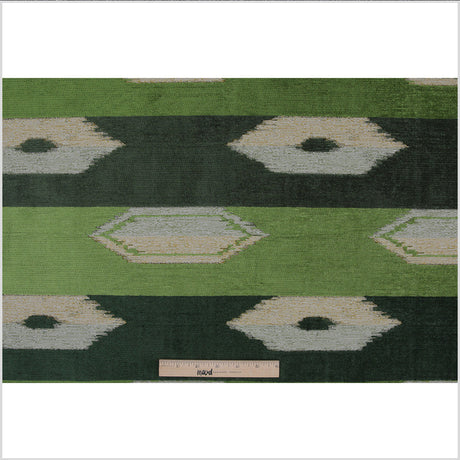 Moss Green Geometric Cut Polyester Blended Velvet