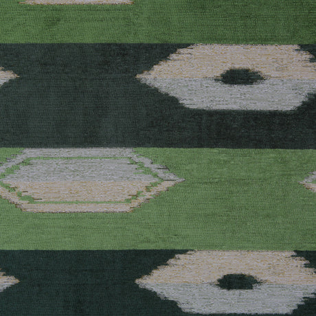 Moss Green Geometric Cut Polyester Blended Velvet
