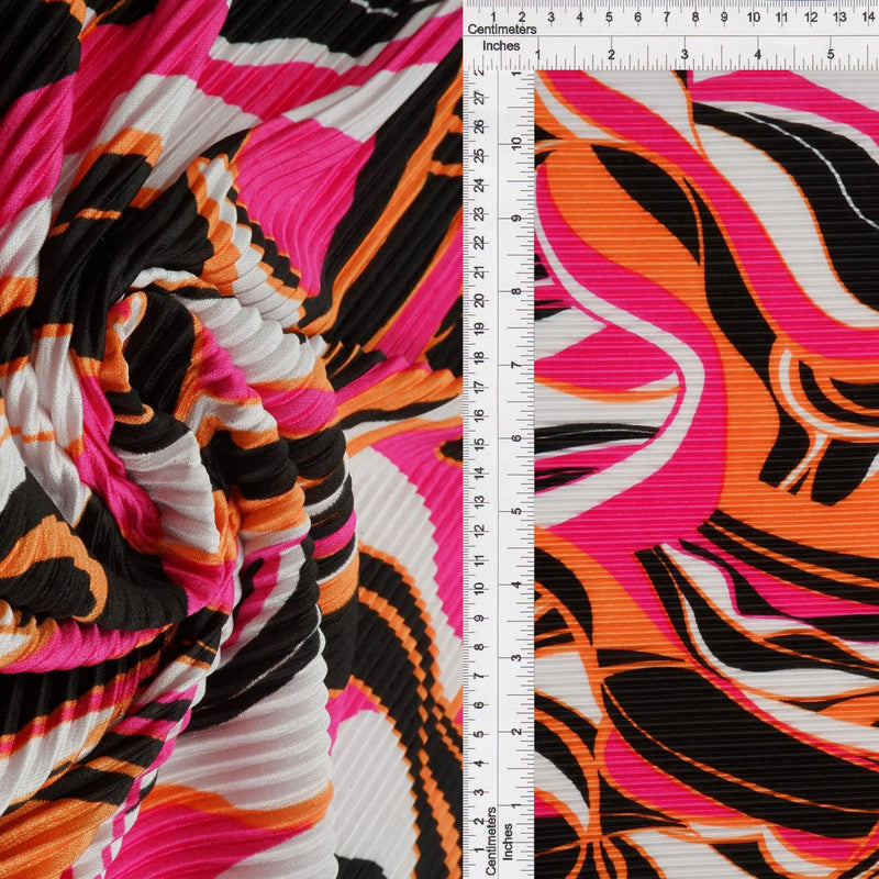 1 Yard Bodre Interlock Pleated Abstract Print Knit Fabric 150 GSM, 58/59? Wide 100% Polyester