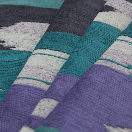 Marine Blue Geometric Cut Polyester Blended Velvet