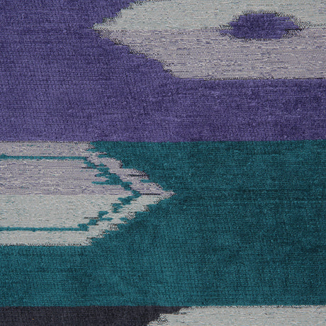 Marine Blue Geometric Cut Polyester Blended Velvet