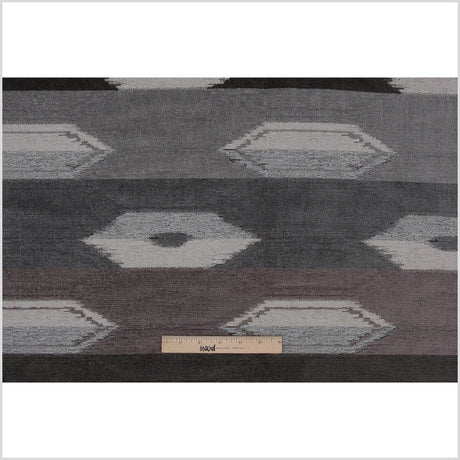 Smoke Geometric Cut Polyester Blended Velvet