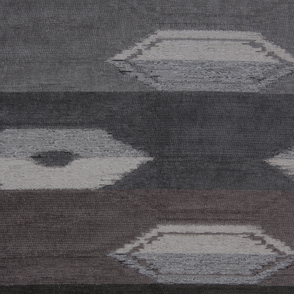 Smoke Geometric Cut Polyester Blended Velvet
