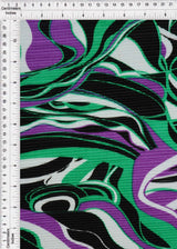Abstract Print Pleated Knit Fabric Purple