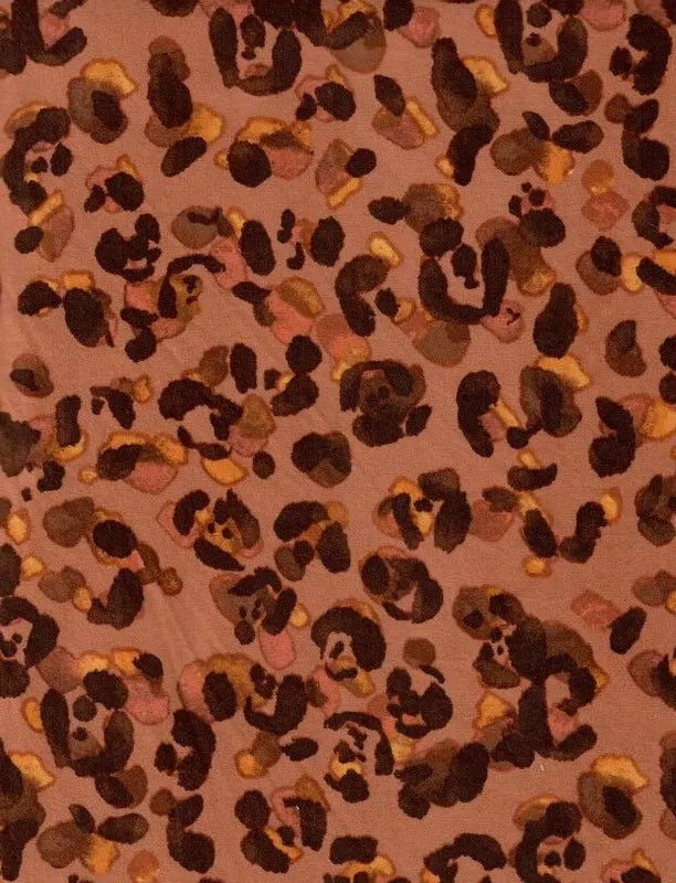 1 Yard Brushed DTY Leopard Print Knit Fabric 170 GSM, 58/60'' Wide Polyester Spandex Blend