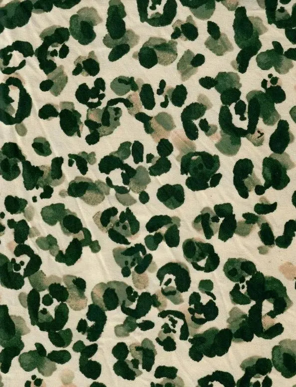 1 Yard Leopard Animal Print Fabric DTY Brushed Knit Soft Stretch 58/60" Wide